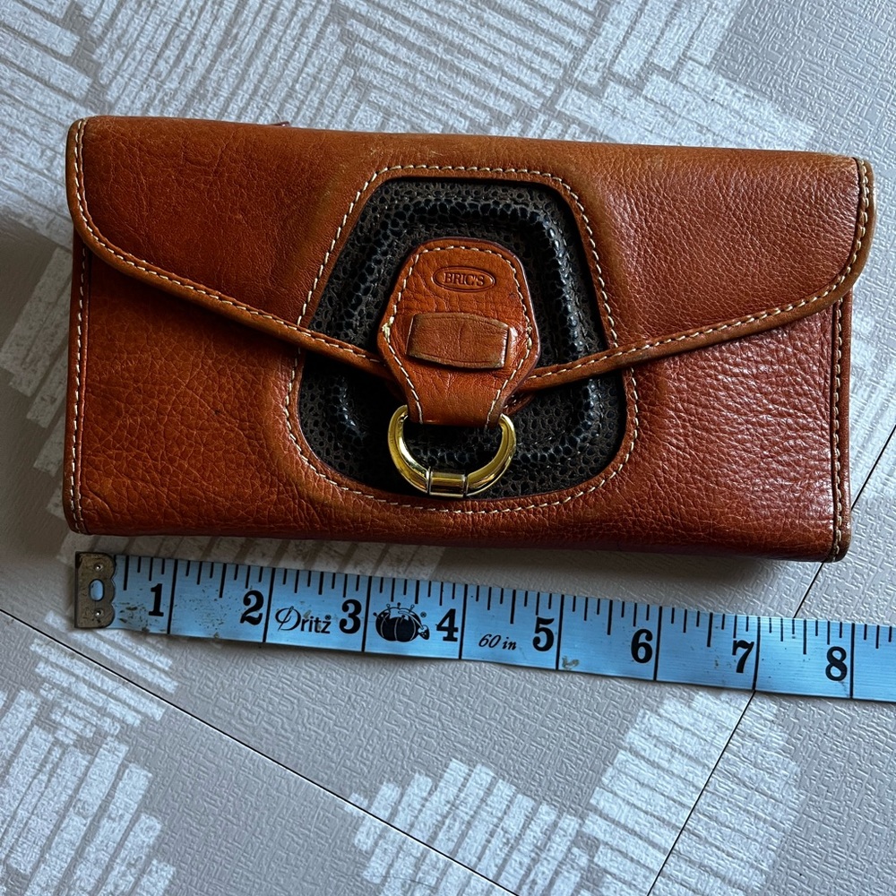 Bric's Tan and Black Leather Wallet - Picture 2 of 4
